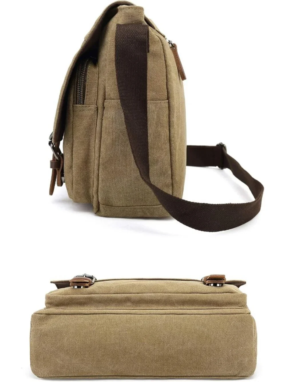 Vintage Canvas Messenger Bag | Large Leather Crossbody for 15